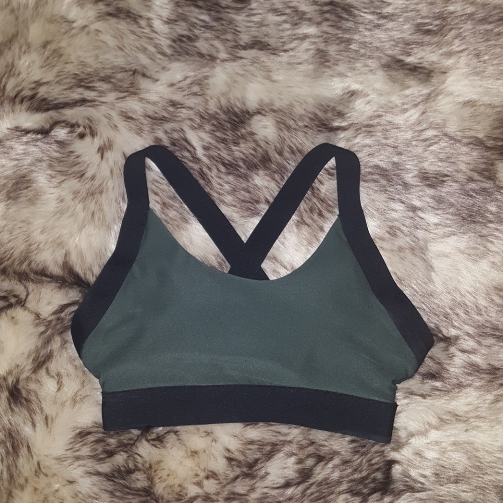 Army Green and Black Sports Bra
